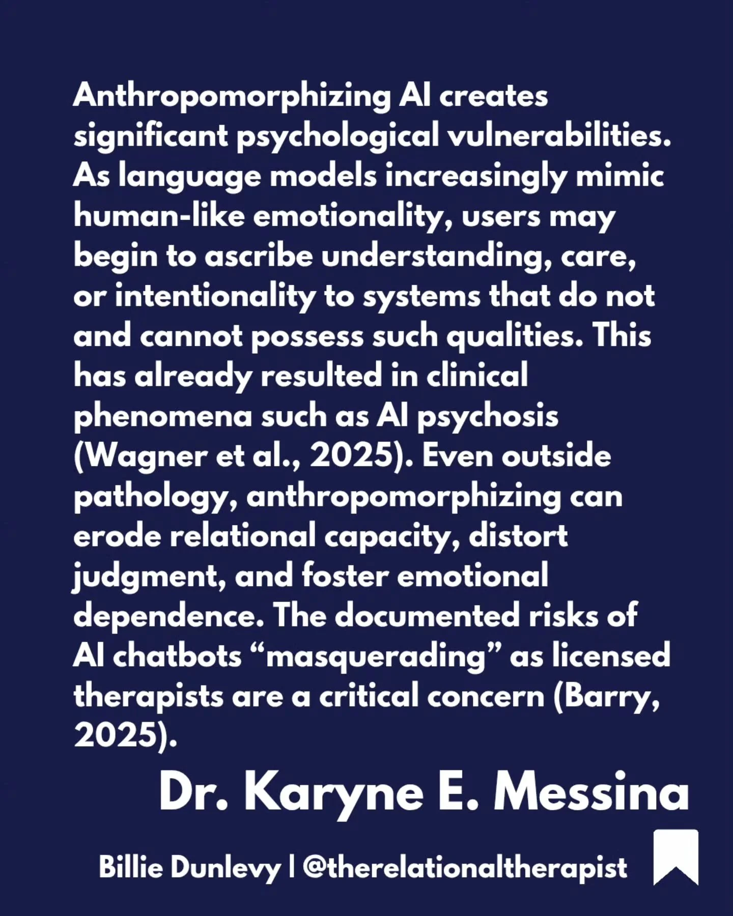 No one is under any illusion that people aren't already using AI for therapy. That's a given. 

Because it is a given does that mean we don't push back on it? Or talk about the complexity of what will be lost in the ( supposed ) gain of mass scaling 