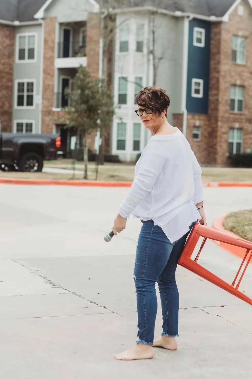 If necessary she can provide her own stool, but you will need to provide the microphone.