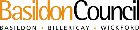 Basildon Council logo with Basildon, Billericay, Wickford text