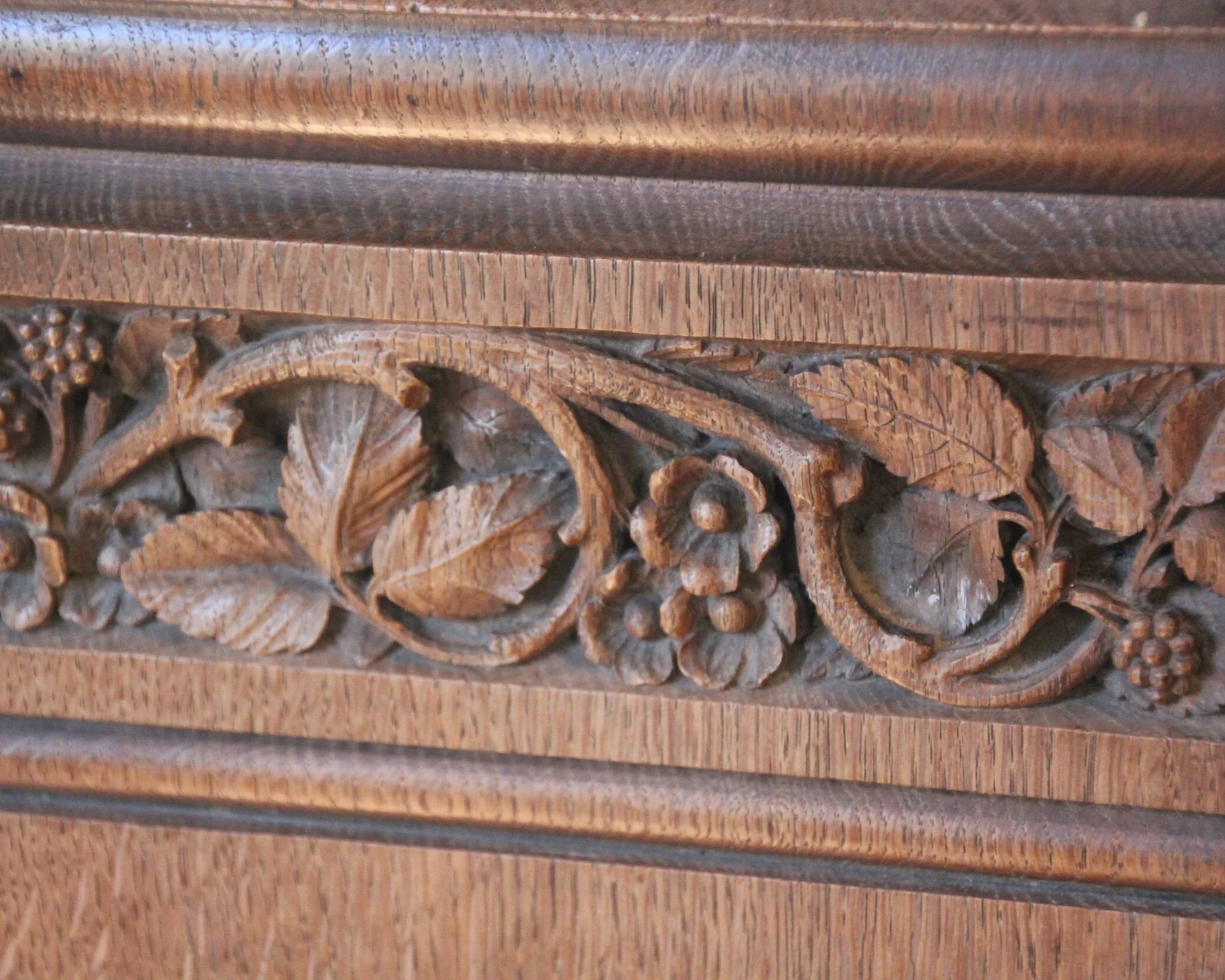 A detail of the choir stalls designed by Thomas Jeckyll (1827-1881)