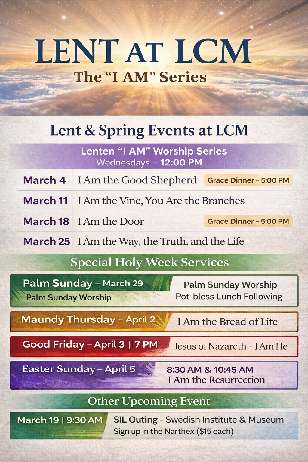 Lent at LCM