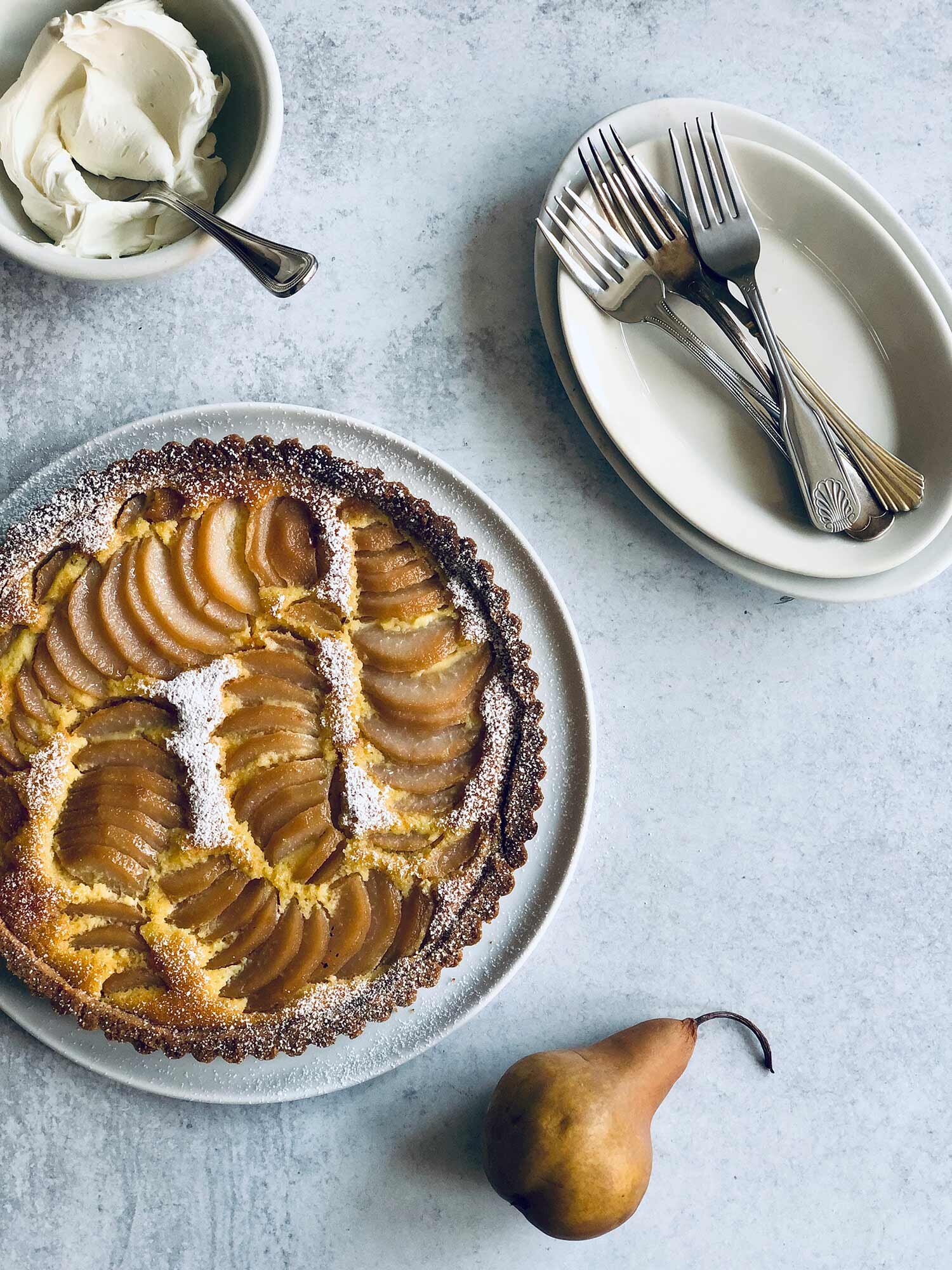 Pear Frangipane Tart with Almond Earl Grey Crust