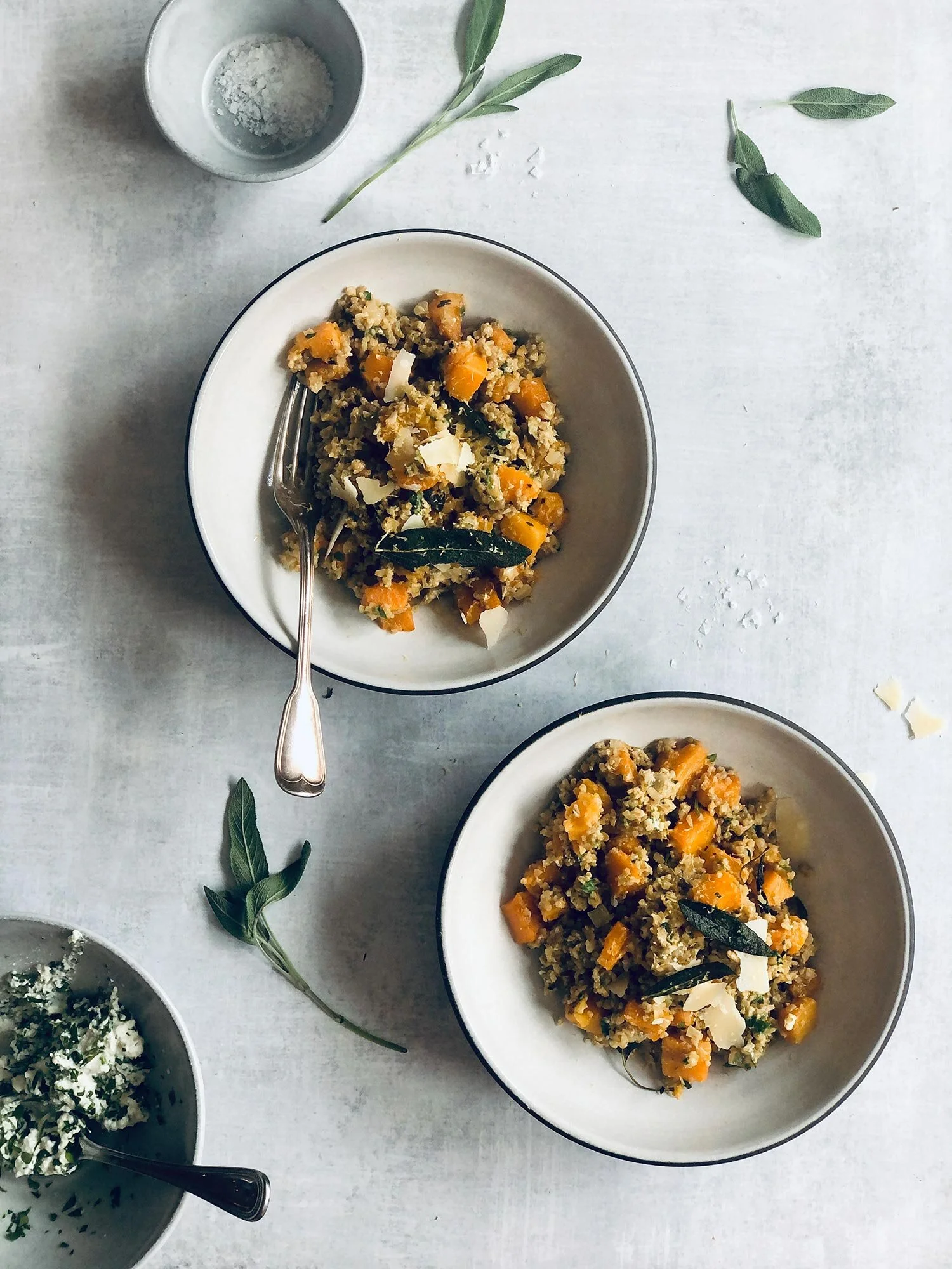 Freekeh Risotto with Butternut Squash, Sage and Ricotta