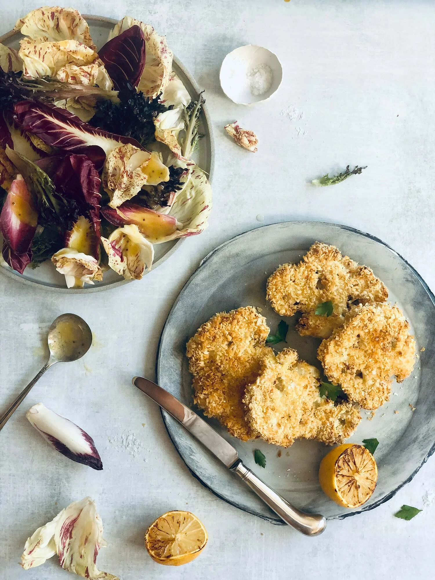 Cauliflower Milanese with Winter Salad
