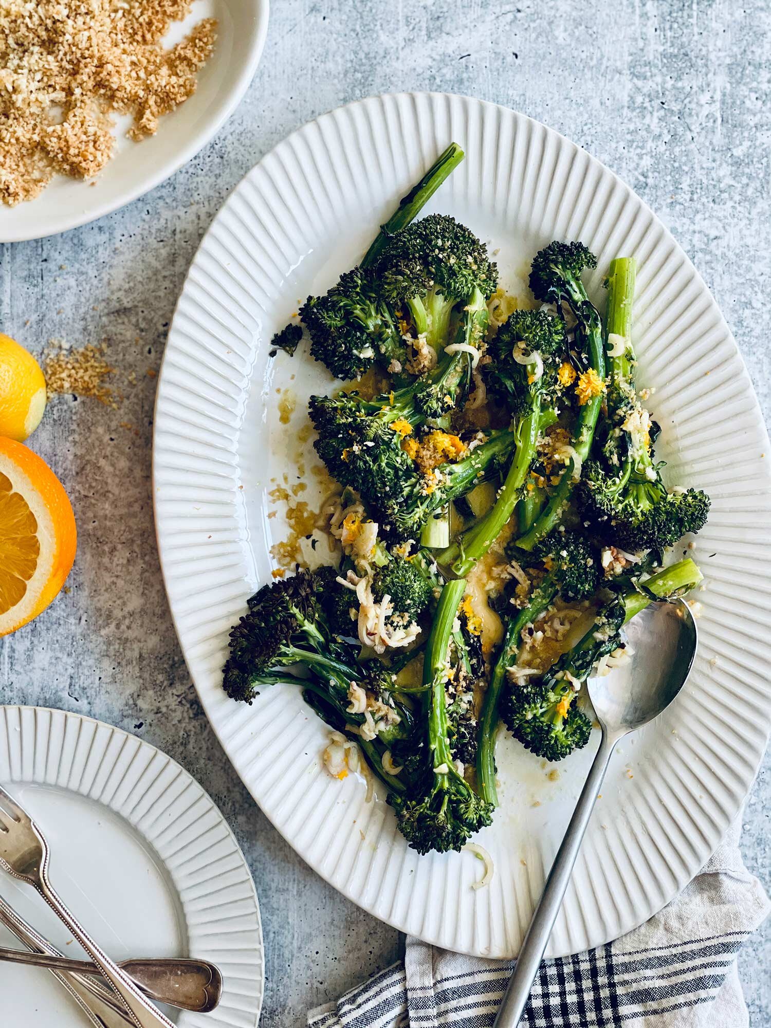 Roasted Broccolini with Citrus Anchovy Vinaigrette