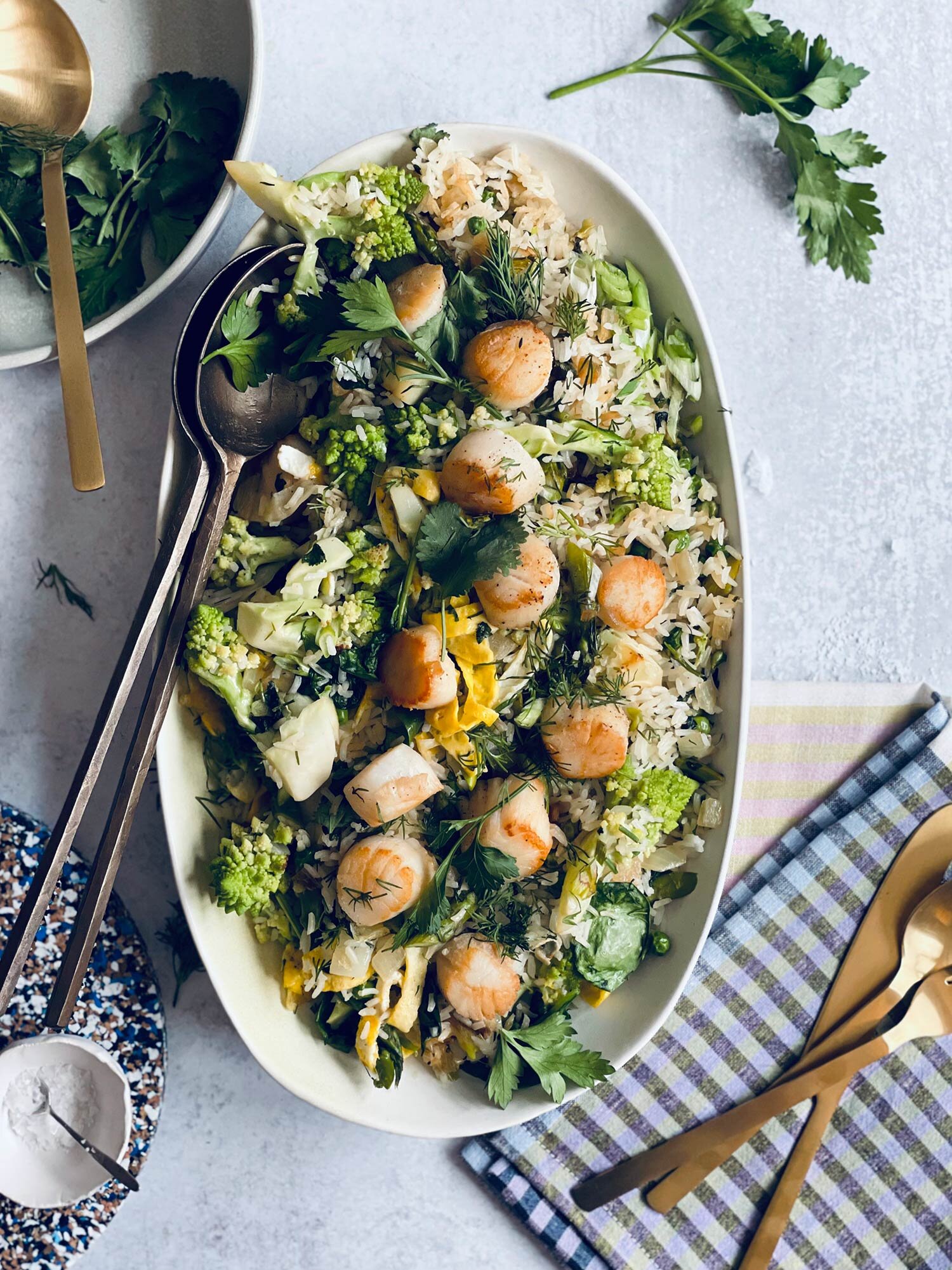 Pan Seared Scallops with Spring Fried Rice Anthropologie Peter Som Recipes