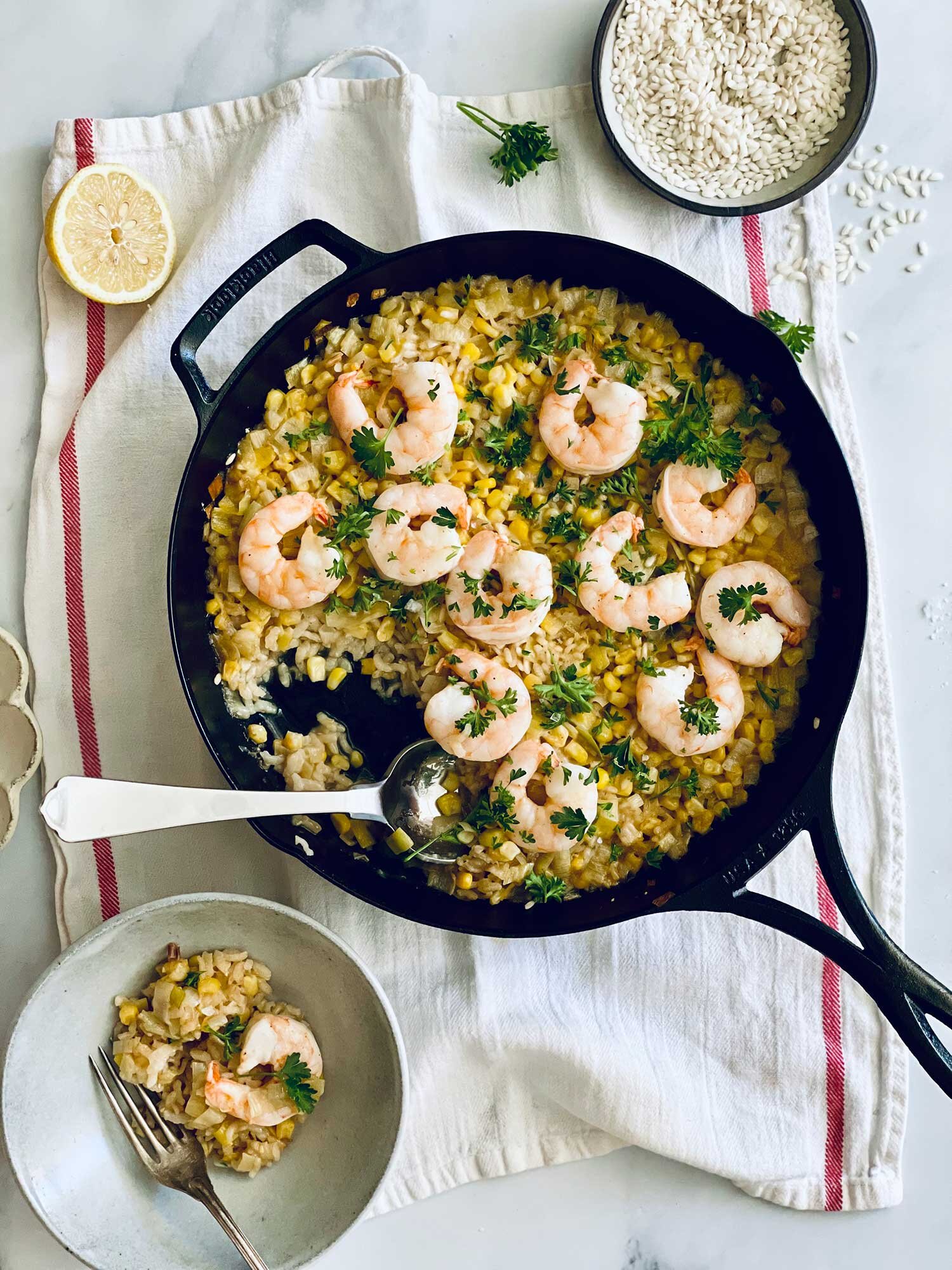 One-Pan Summer Corn Risotto with Shrimp — Peter Som