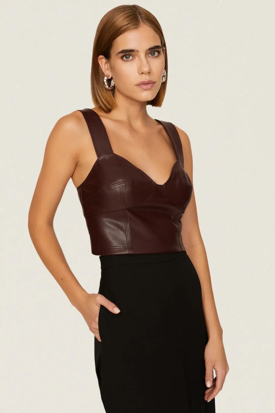 red faux leather bustier top peter som rent the runway