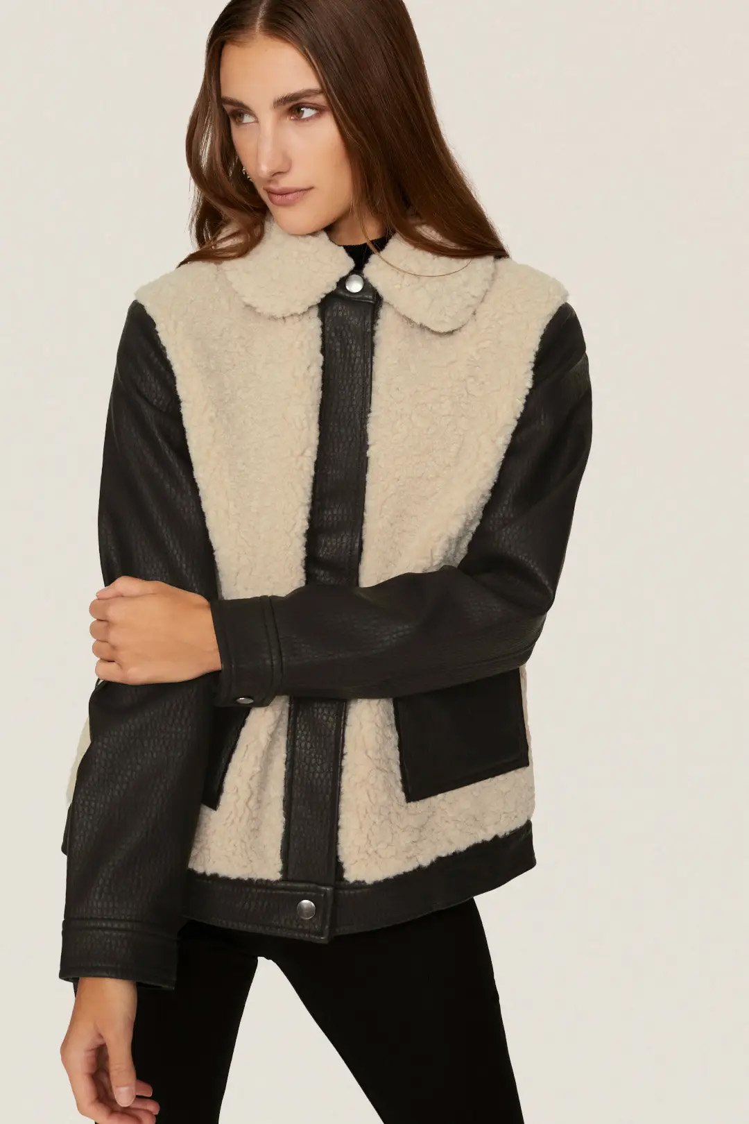 Sherpa Faux Leather Jacket Peter Som