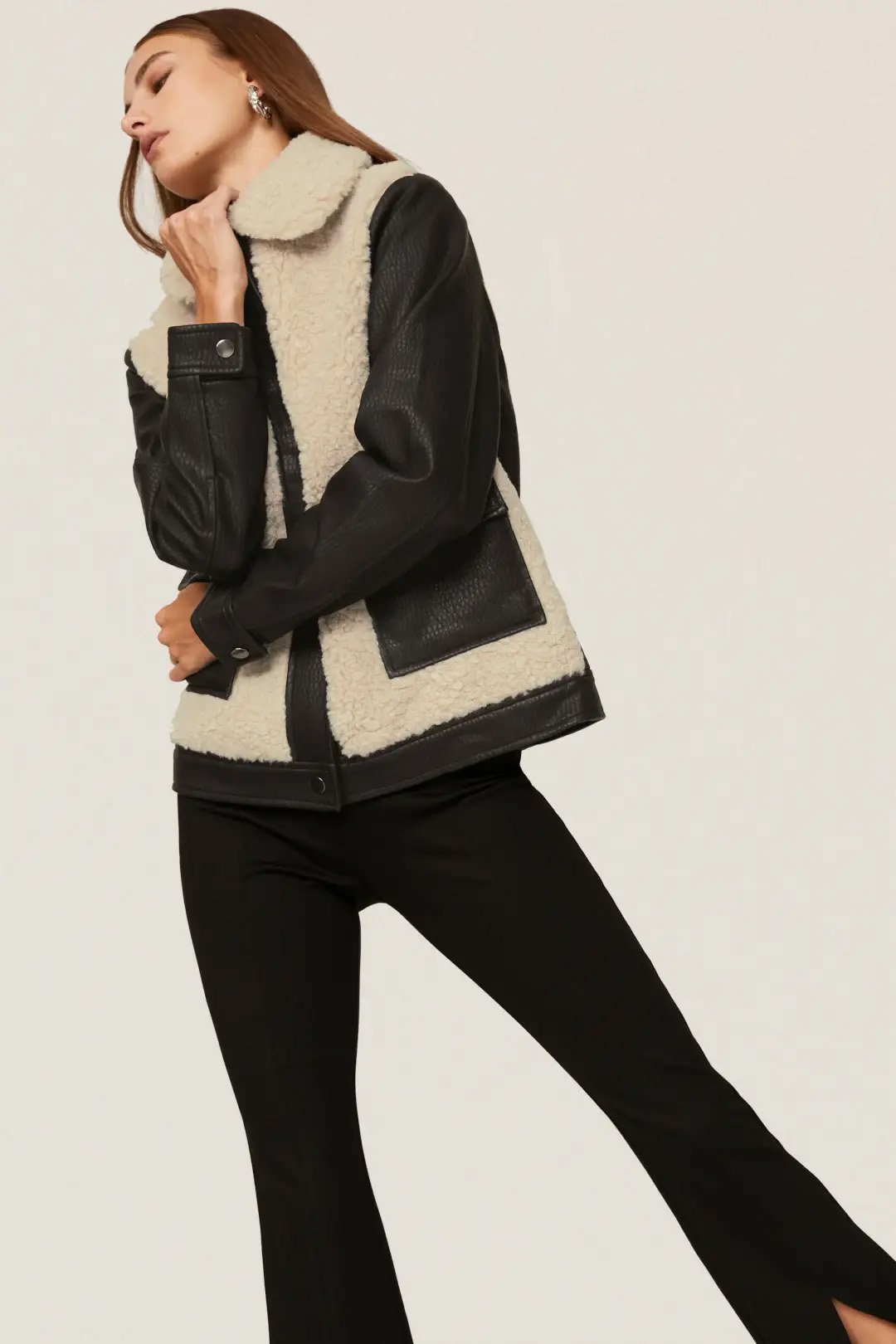 Sherpa Faux Leather Jacket Rent the Runway Fall 22