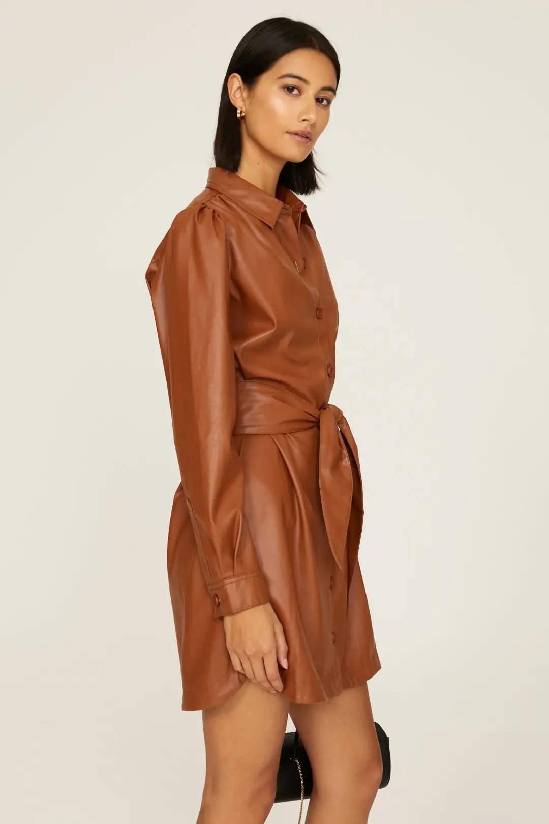 peter som fall fashion Brown Faux Leather Shirtdress (Copy)