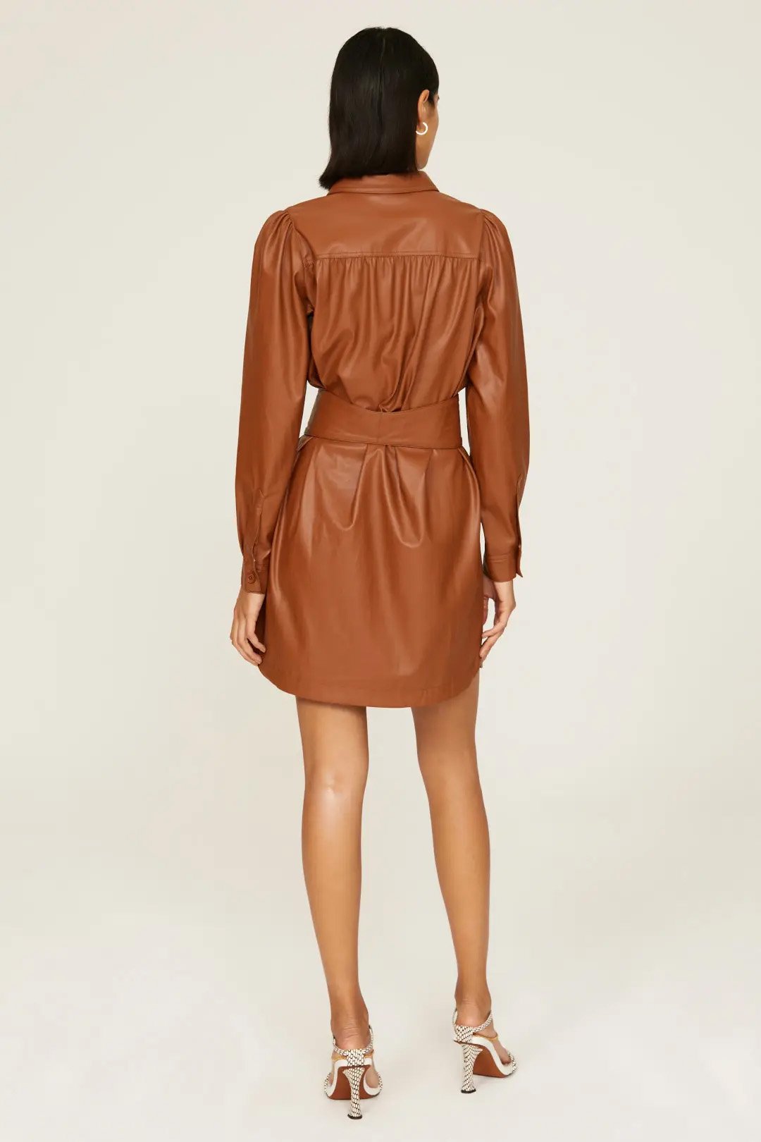 Brown Faux Leather Shirtdress rent the runway (Copy)
