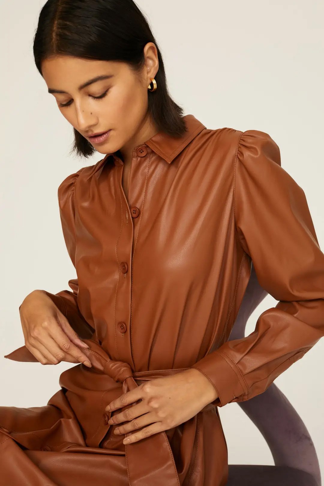 rent the runway peter som collective Brown Faux Leather Shirtdress (Copy)