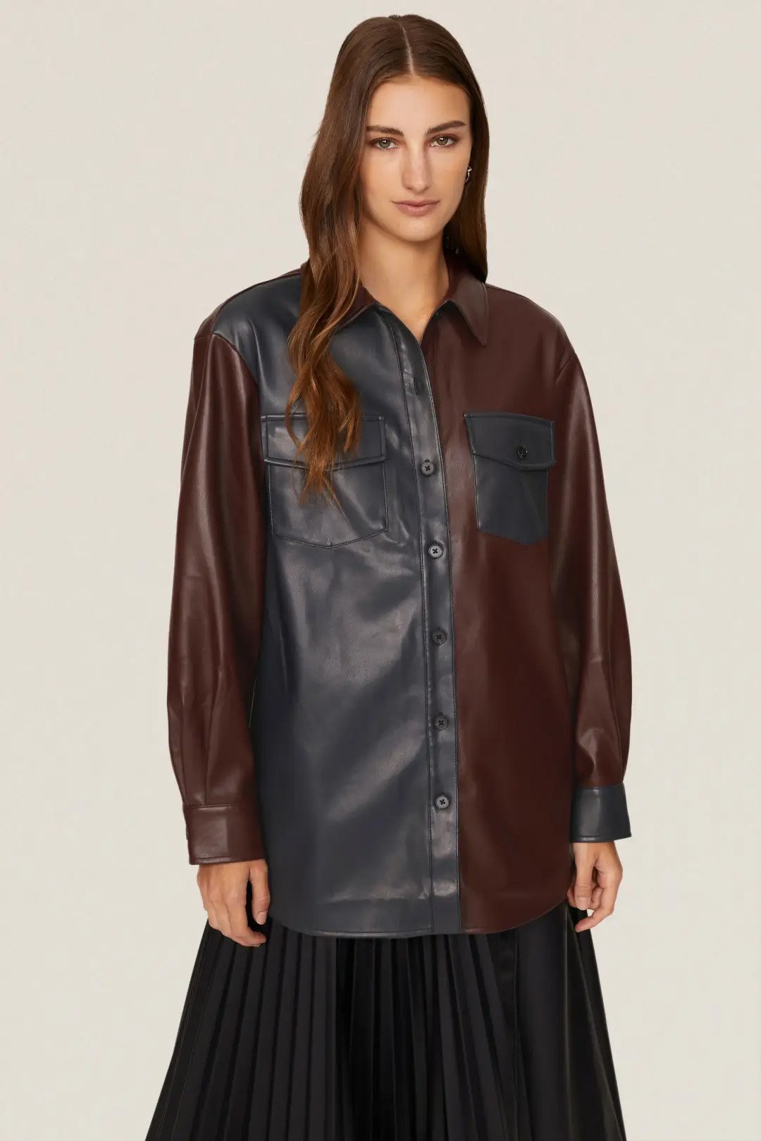rent the runway collective leather shacket
