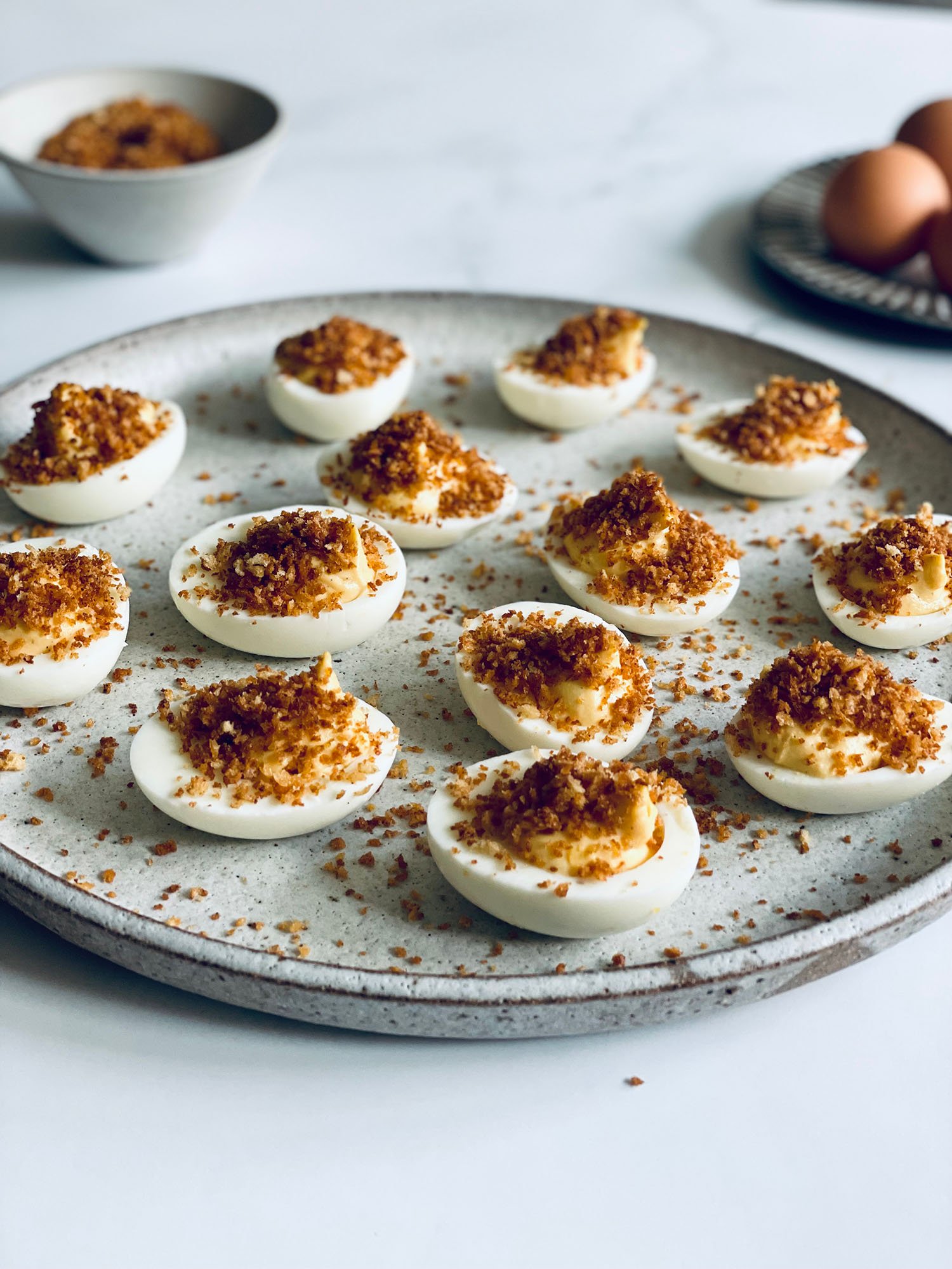 Deviled Egg with Labneh Vanilla Whipped Yolks and Smoky Panko Peter Som
