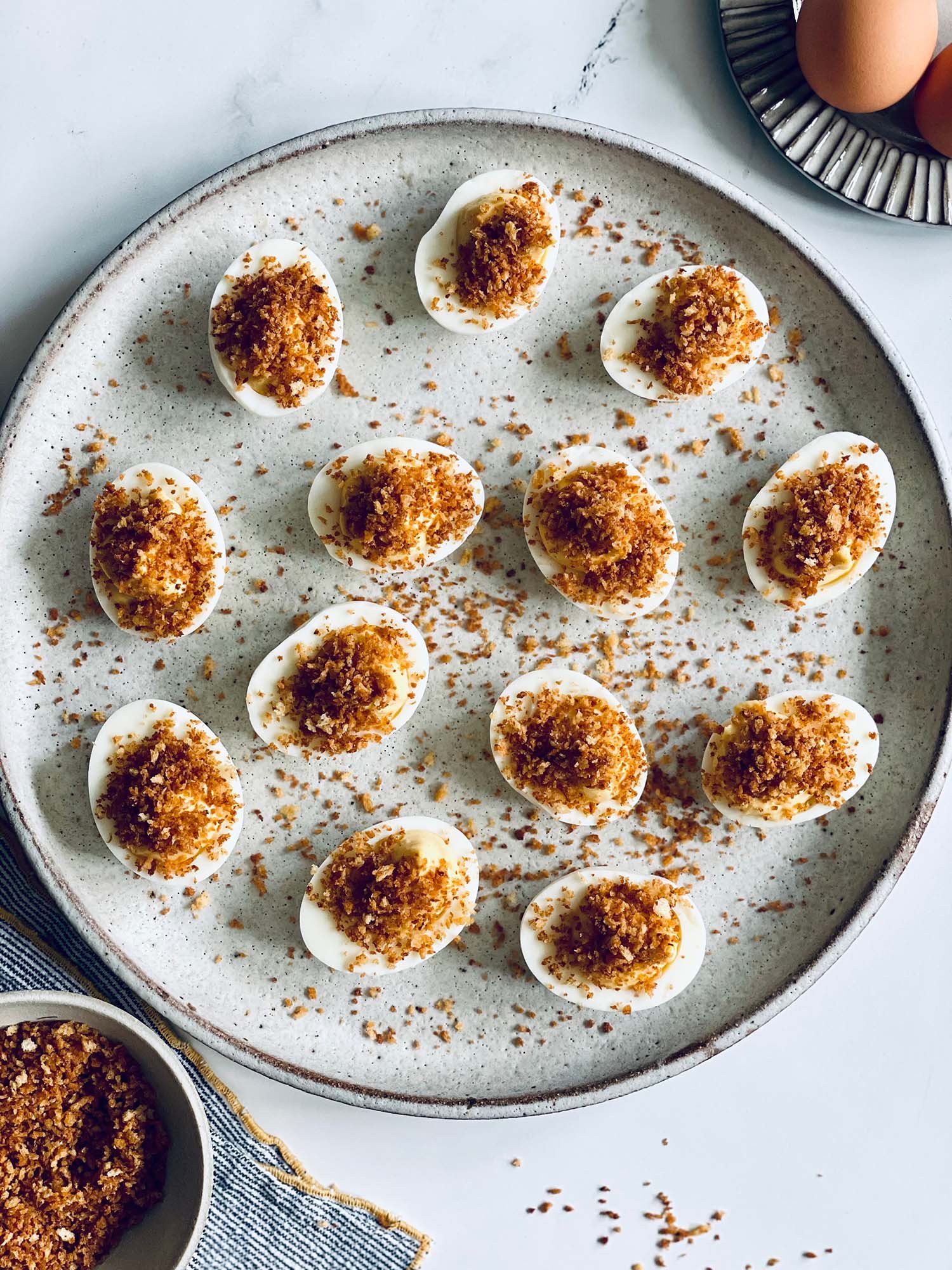 Deviled Egg with Labneh Vanilla Whipped Yolks and Smoky Panko