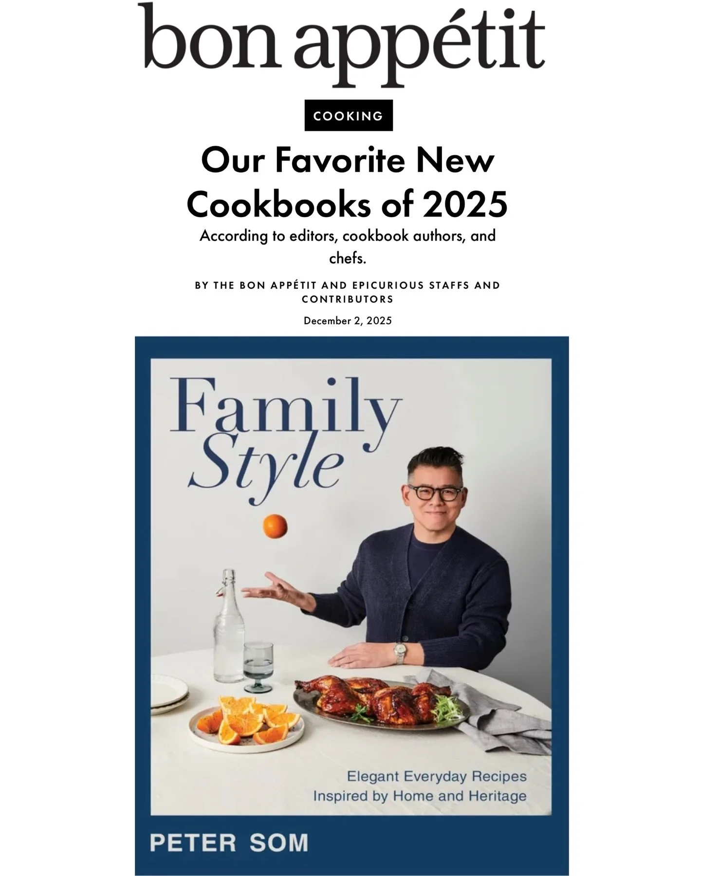 Wow! 💥 I&rsquo;m thrilled that my cookbook FAMILY STYLE has been named one of @bonappetitmag Favorite New Cookbooks of 2025! Writing it has been the journey of a lifetime- the recipes in this book  helped me delve further into my family story throug