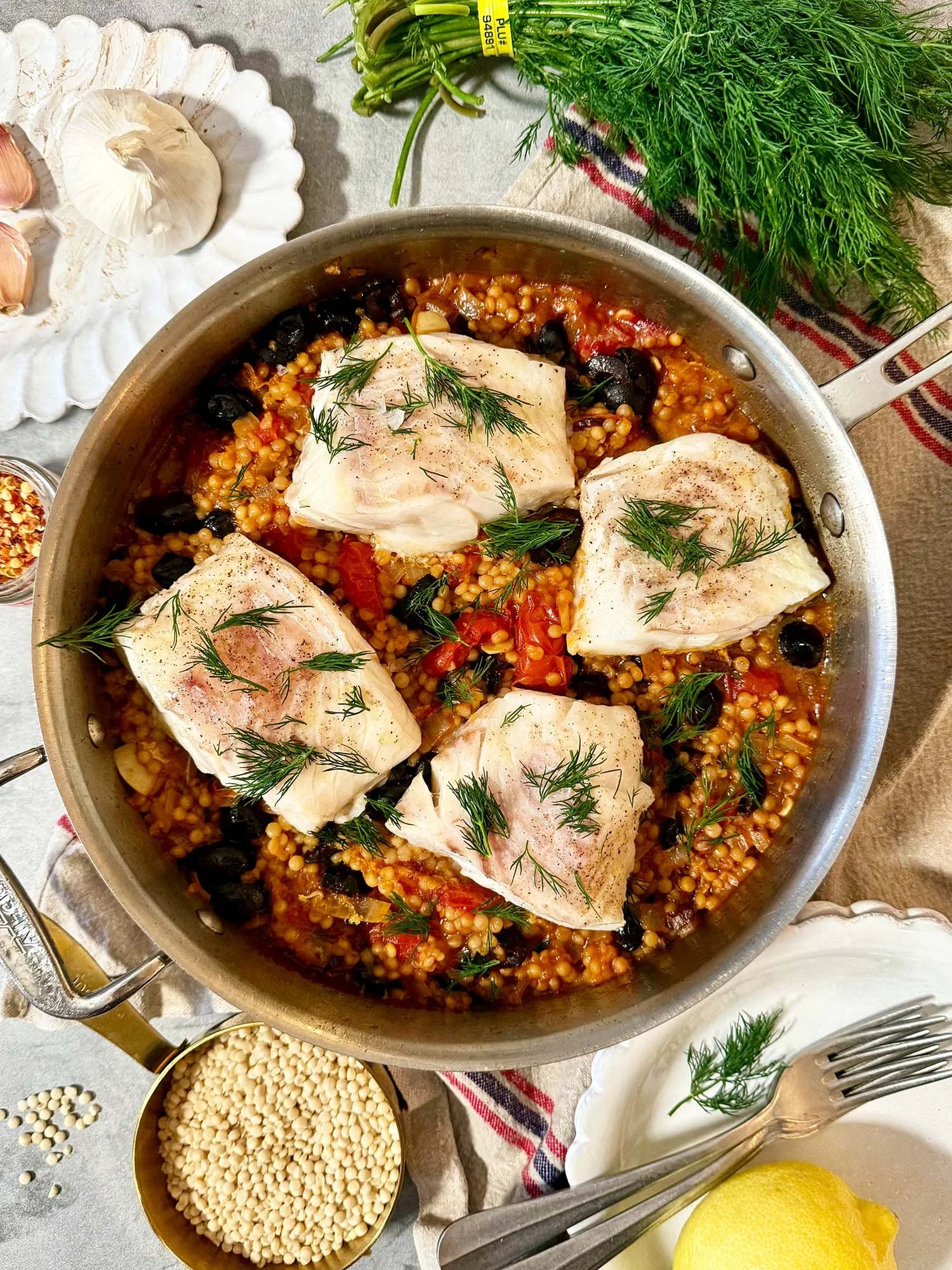 cod tomatoes couscous