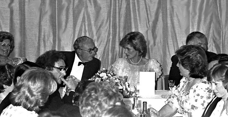 Princess Diana at Glos Cricket Club dinner at Dragonara Hotel 24 July 1985.jpg