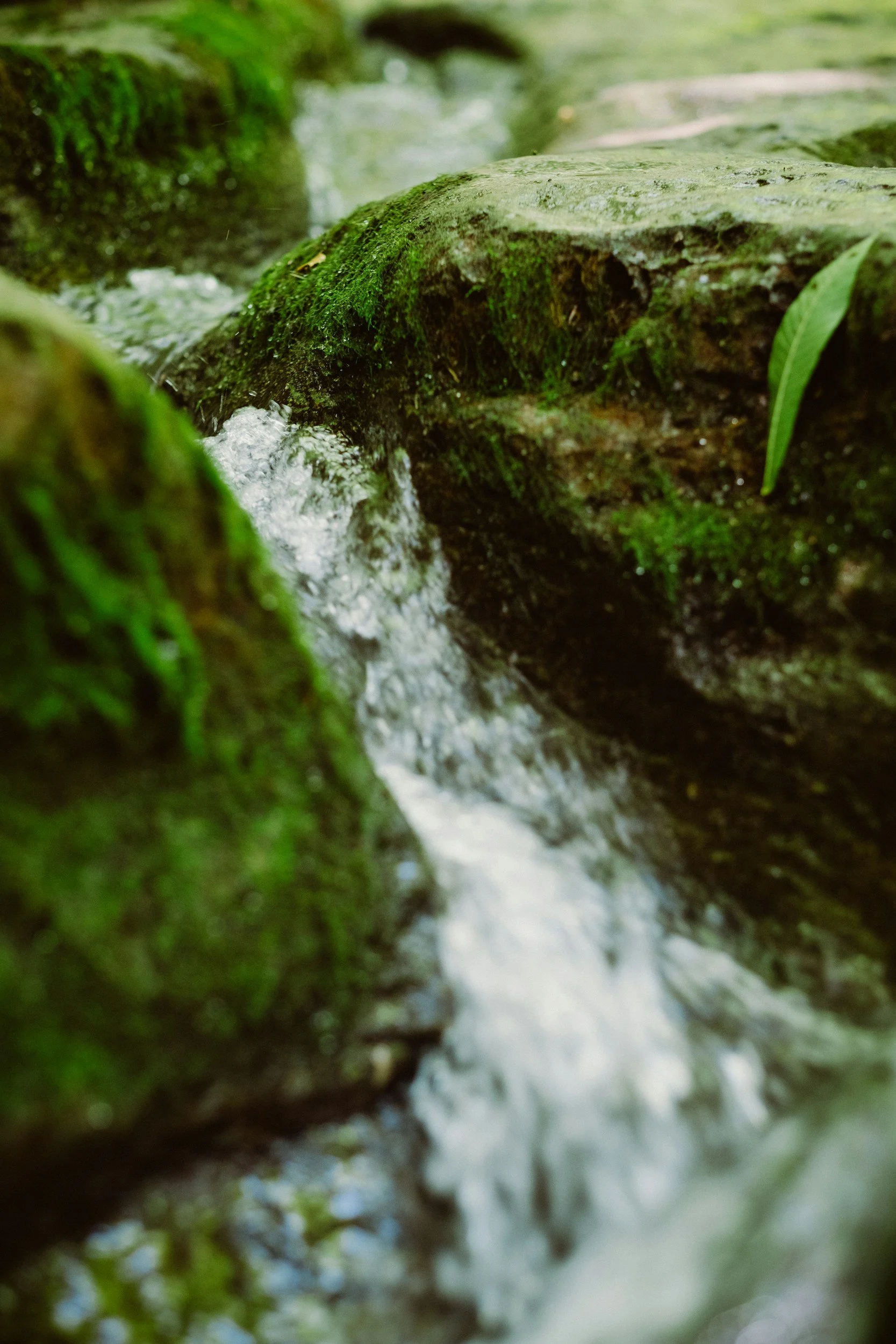 water flowing over rocks