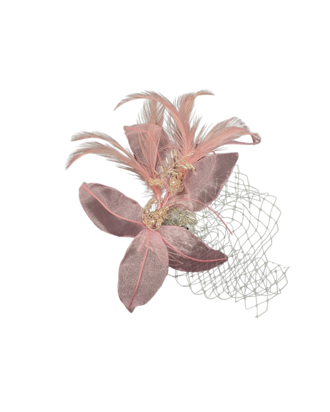Tocado rosa con plumas