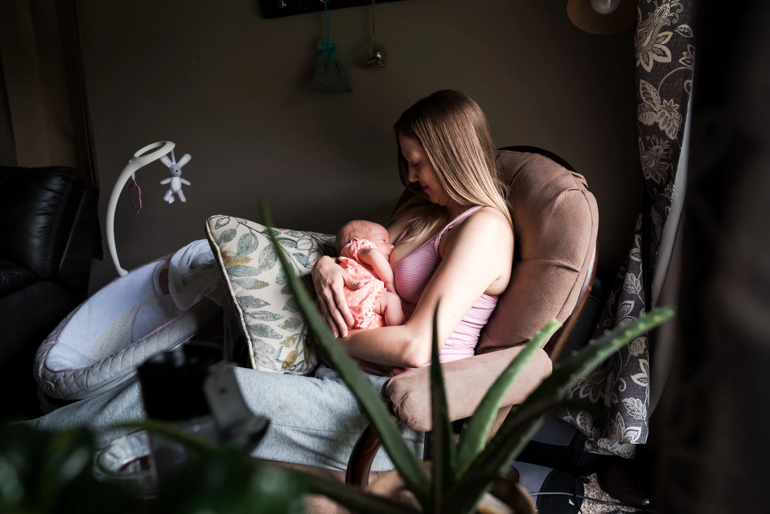 Quiet postpartum rest environment supporting healing and recovery after birth