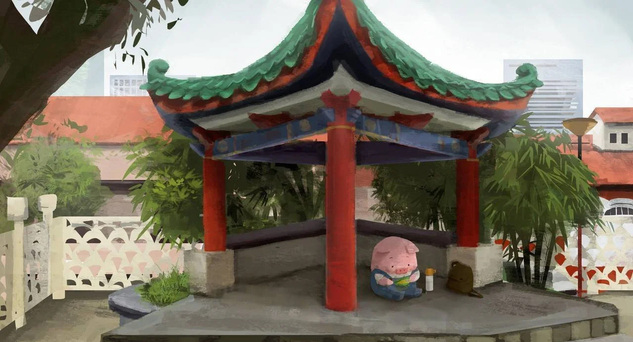 Pig goes to Chinatown (Pig from ©The Dam Keeper, Tonko House)