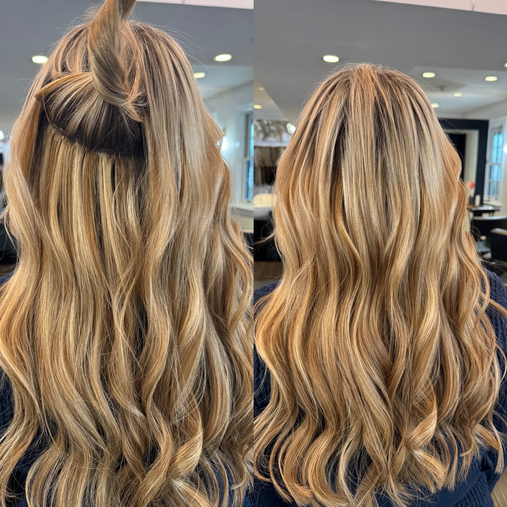  Demonstrating proper hair extension application at Teal Hair and Makeup Studio. Christina Truscello    