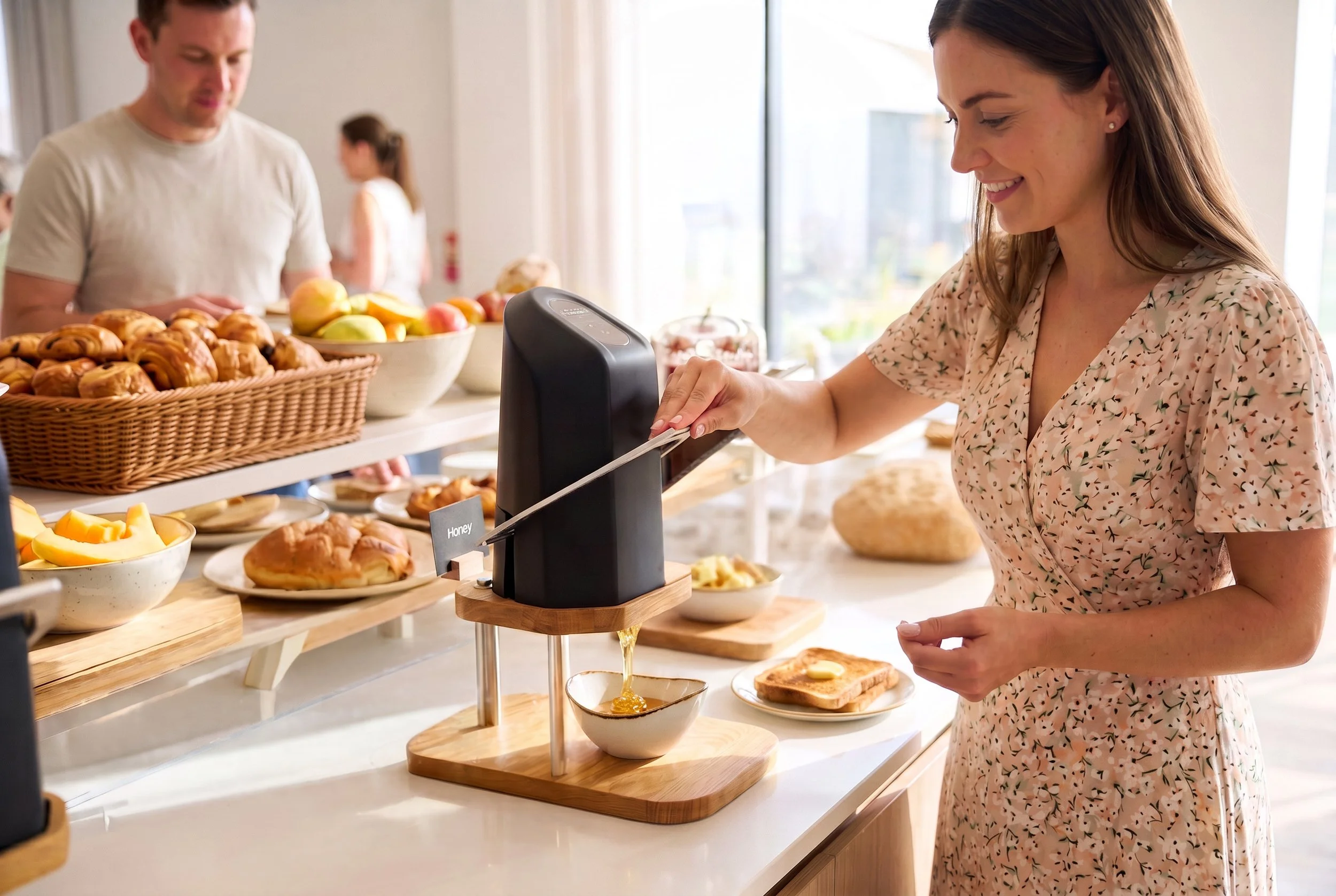 1Tap_guest using dispenser on buffet with bowl.jpg