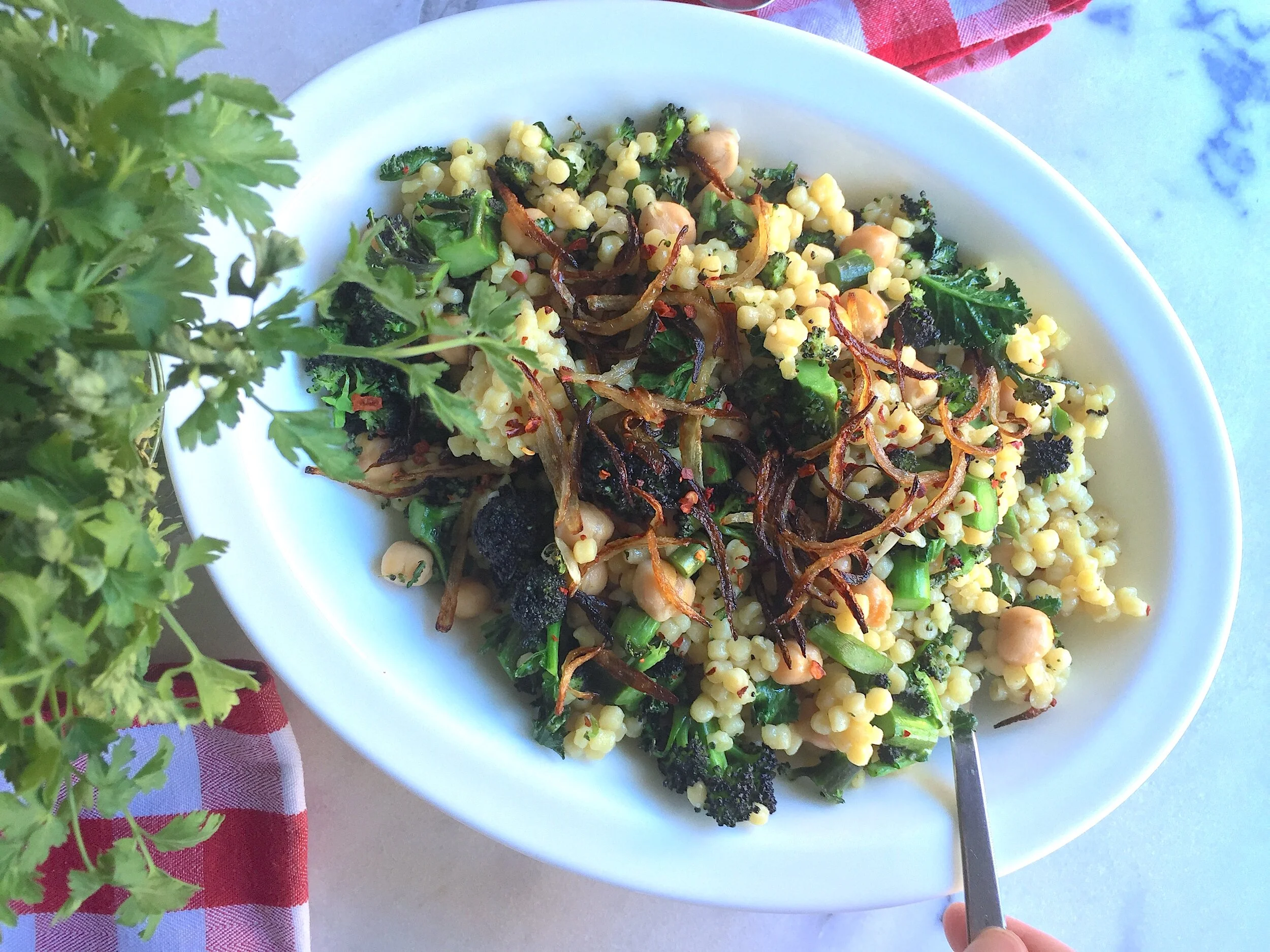 Crispy Onion & Broccoli Couscous — Eat What is Good