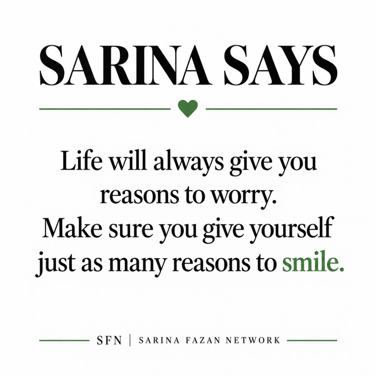 MORE REASONS TO SMILE 💚

Life isn&rsquo;t always easy, but even on the hardest days, there is something worth smiling about. Don&rsquo;t let your worries overshadow the little moments of happiness that make life beautiful. Sometimes, a simple smile 