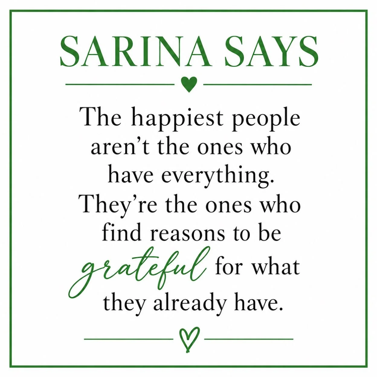 Happiness Starts Within 💚

True happiness isn&rsquo;t about having everything you want, but appreciating everything you already have. Sometimes the smallest blessings bring the greatest joy. When we focus on what we have instead of what&rsquo;s miss