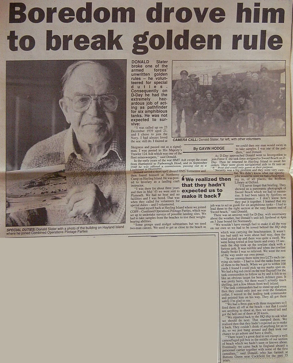 COPP Survey | Donald Slater's Normandy D-Day recollections