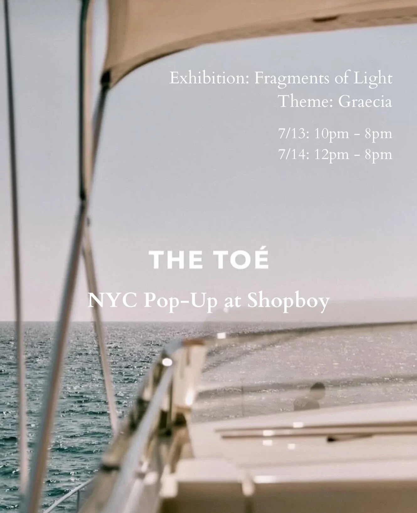 The To&eacute; at Shopboy ✨ Come by the pop-up this weekend with Japanese brand @the_toe_official 

The exhibition, Fragments of Light, is inspired by the landscapes of Greece. Come shop the summer pieces, feel the textures and immerse yourself in th