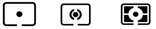 Nikon’s Metering icons left to right: Spot, Centre-Weighted, Zone (Matrix)