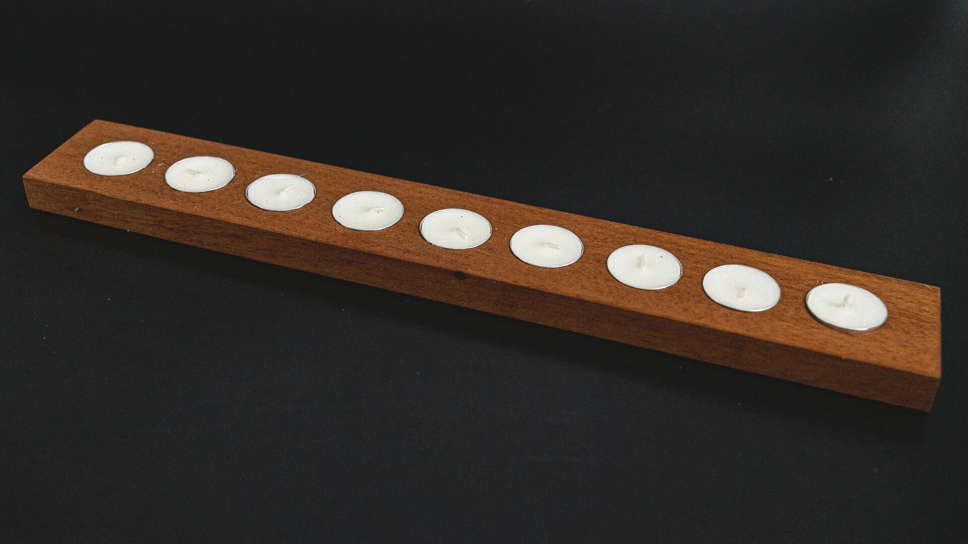 9 Tealight Walnut Candle Holder