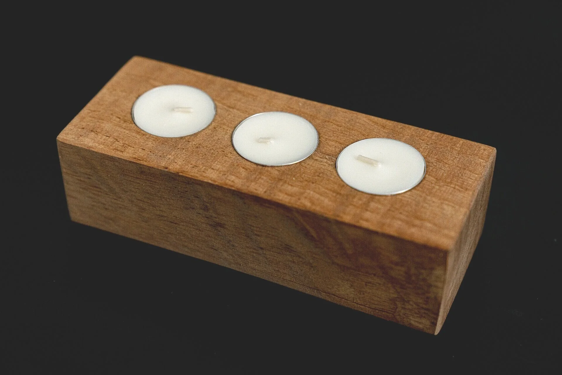 3 Tealight Maple Candle Holder 