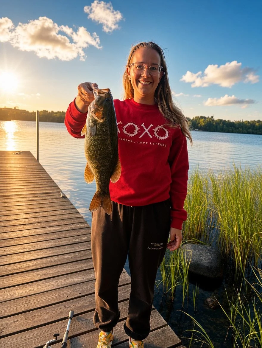 Nice smallmouth bass caught on Ely area lake near BWCA at sunset. Arrowhead Outdoors fishing report.