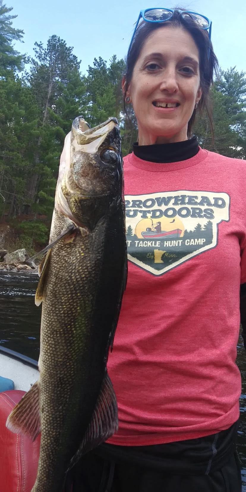 Angler holds trophy walleye on Mission Tackle Jig with rainbow minnow May 27, 2025 in Ely MN BWCA. Fishing report from Arrowhead Outdoors.