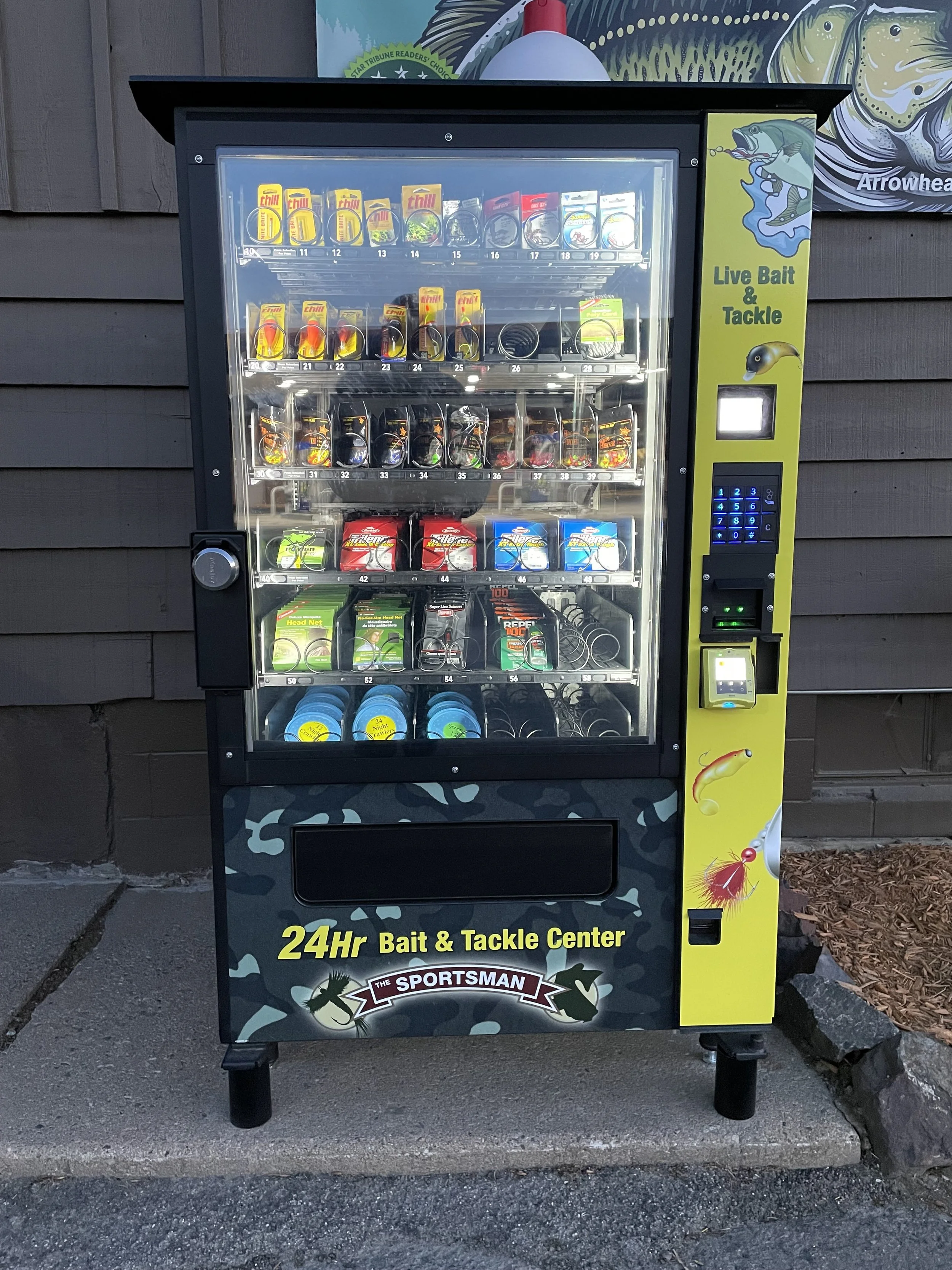 **24Hr Bait & Tackle Center – Live Bait & Tackle 24/7**   Right out front at Arrowhead Outdoors, 1810 E. Sheridan St, Ely, MN   Stocked daily with night crawlers (12ct, 24ct, 36ct), leeches by the dozen, red worms & terminal tackle.