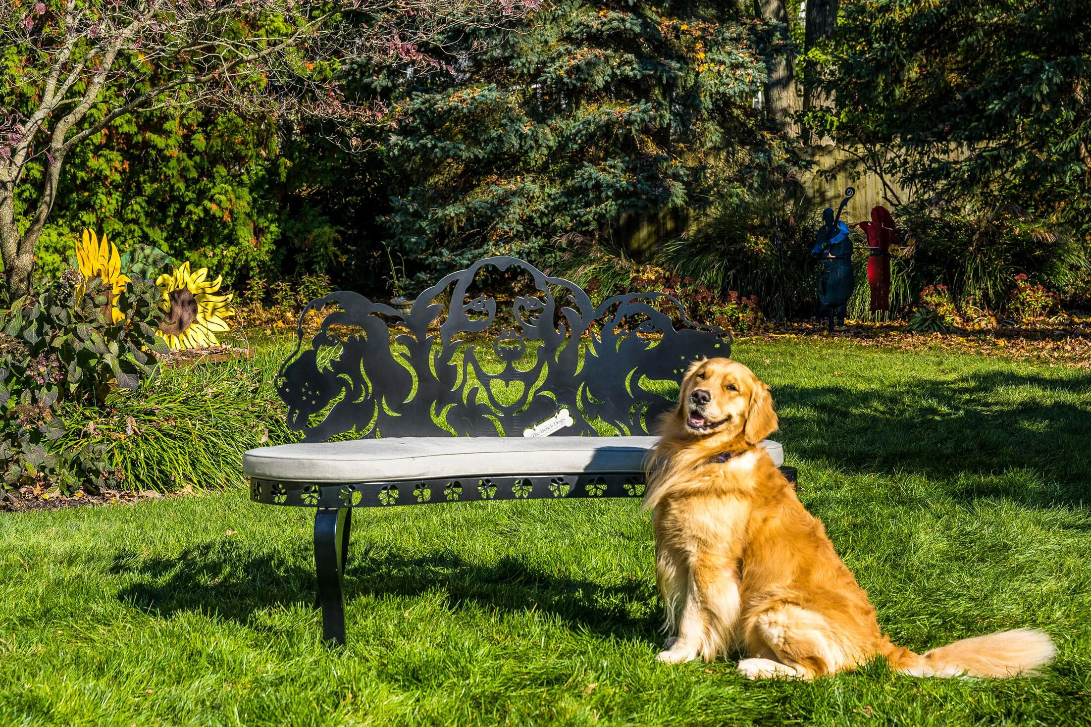 Golden Retriever custom garden bench