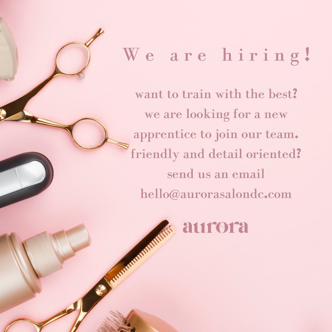 🎓 Fresh out of cosmo school or just looking for an amazing salon to call home? We&rsquo;re looking for an apprentice to join the Aurora Family! ✍🏽 Shoot us a DM or email - we&rsquo;d love to meet you 🤍 

#dchair #dmvhairstylist #cosmoschool #dmvha