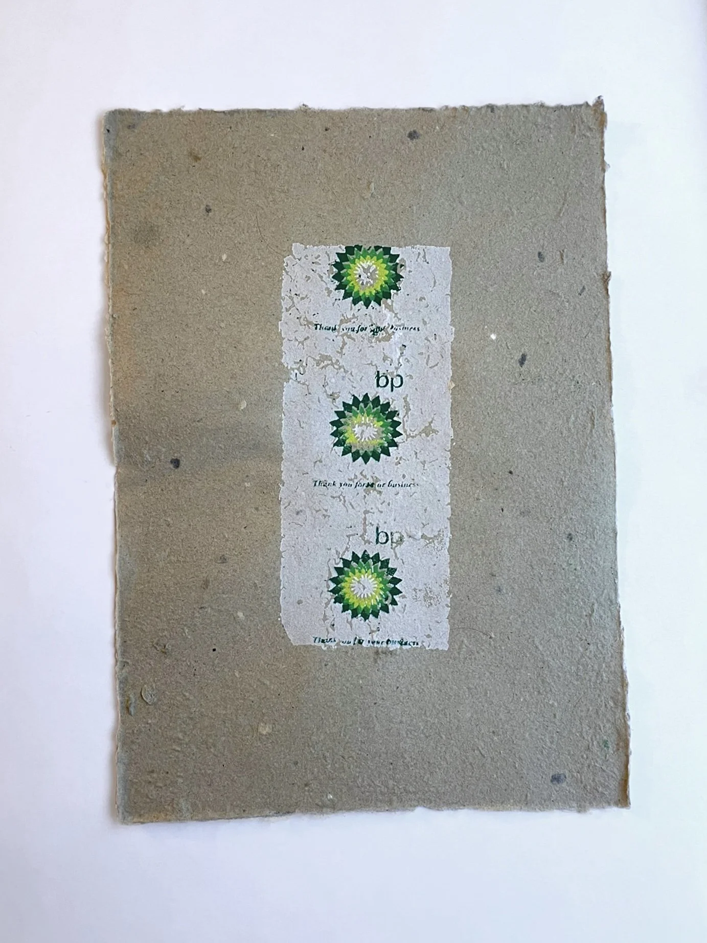 Wet BP
4 color silkscreen on recycled handmade paper 
9x11.5