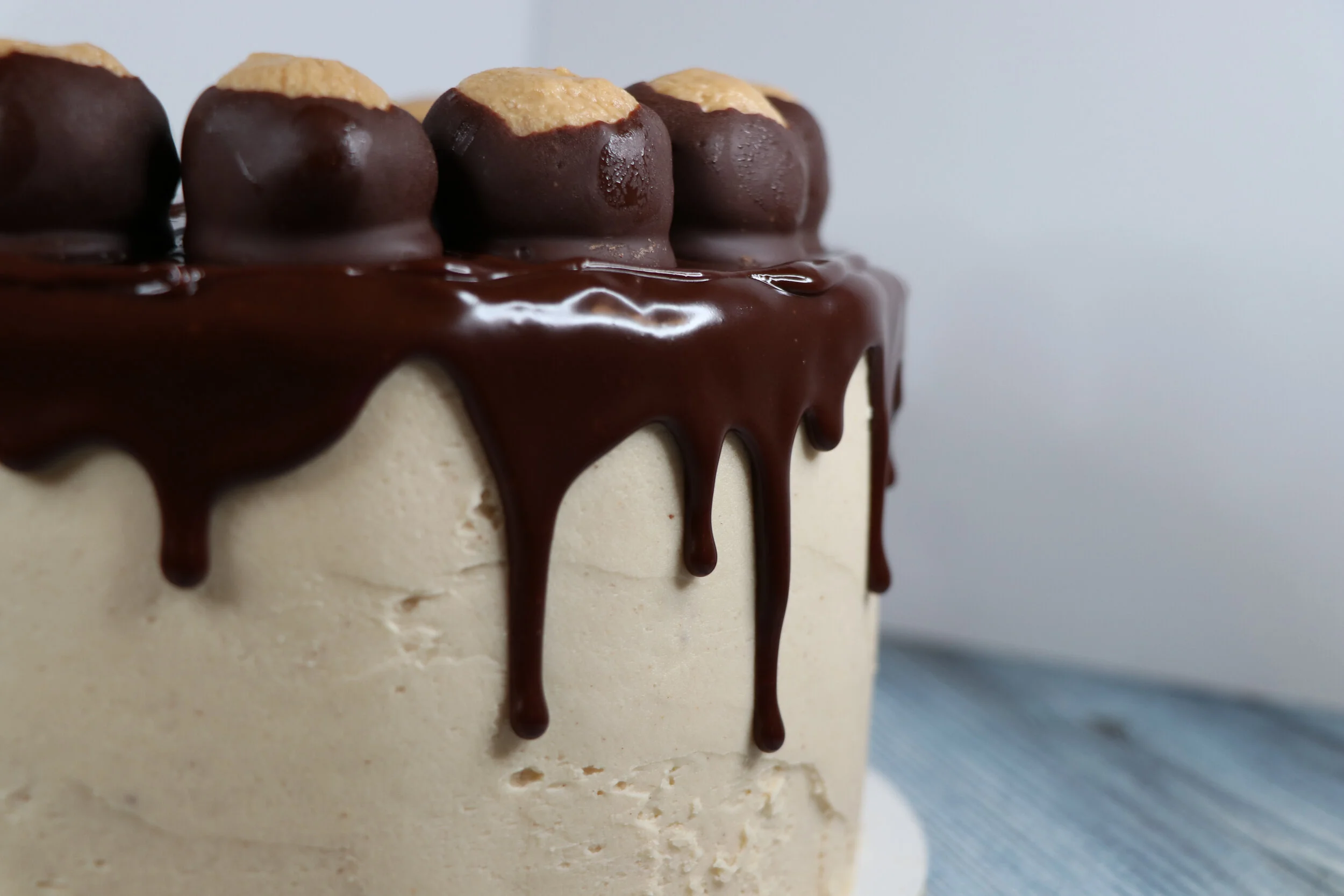 Buckeyes Cake - Chocolate Cake - Peanut Butter Buttercream - Chocolate Ganache Drip