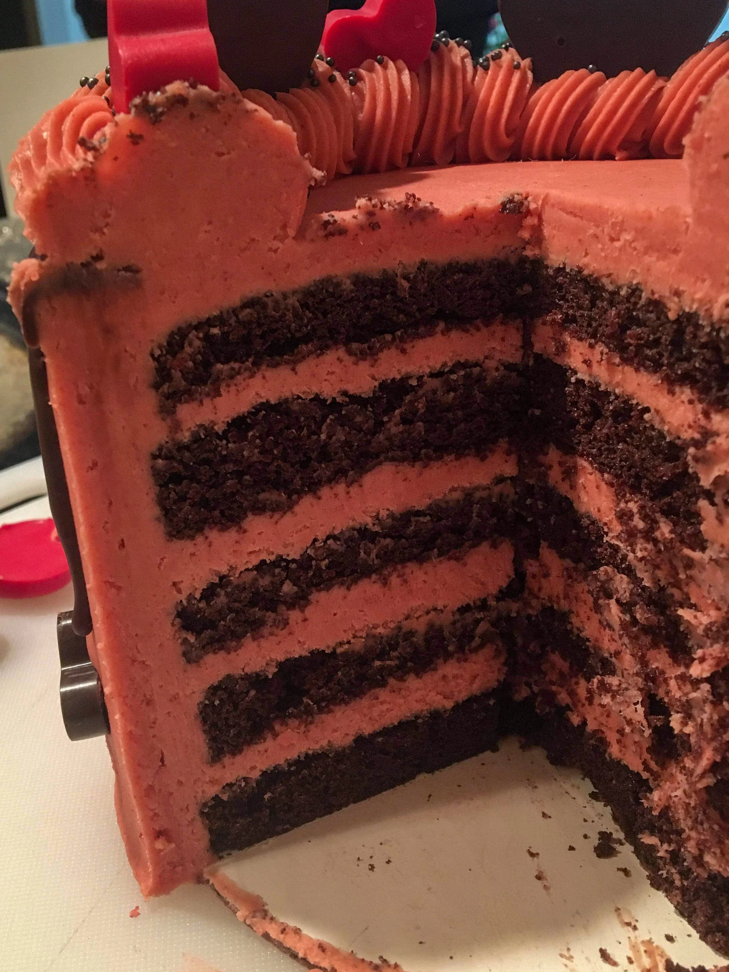 Valentine's Day Cake - Chocolate Cake - Strawberry Buttercream