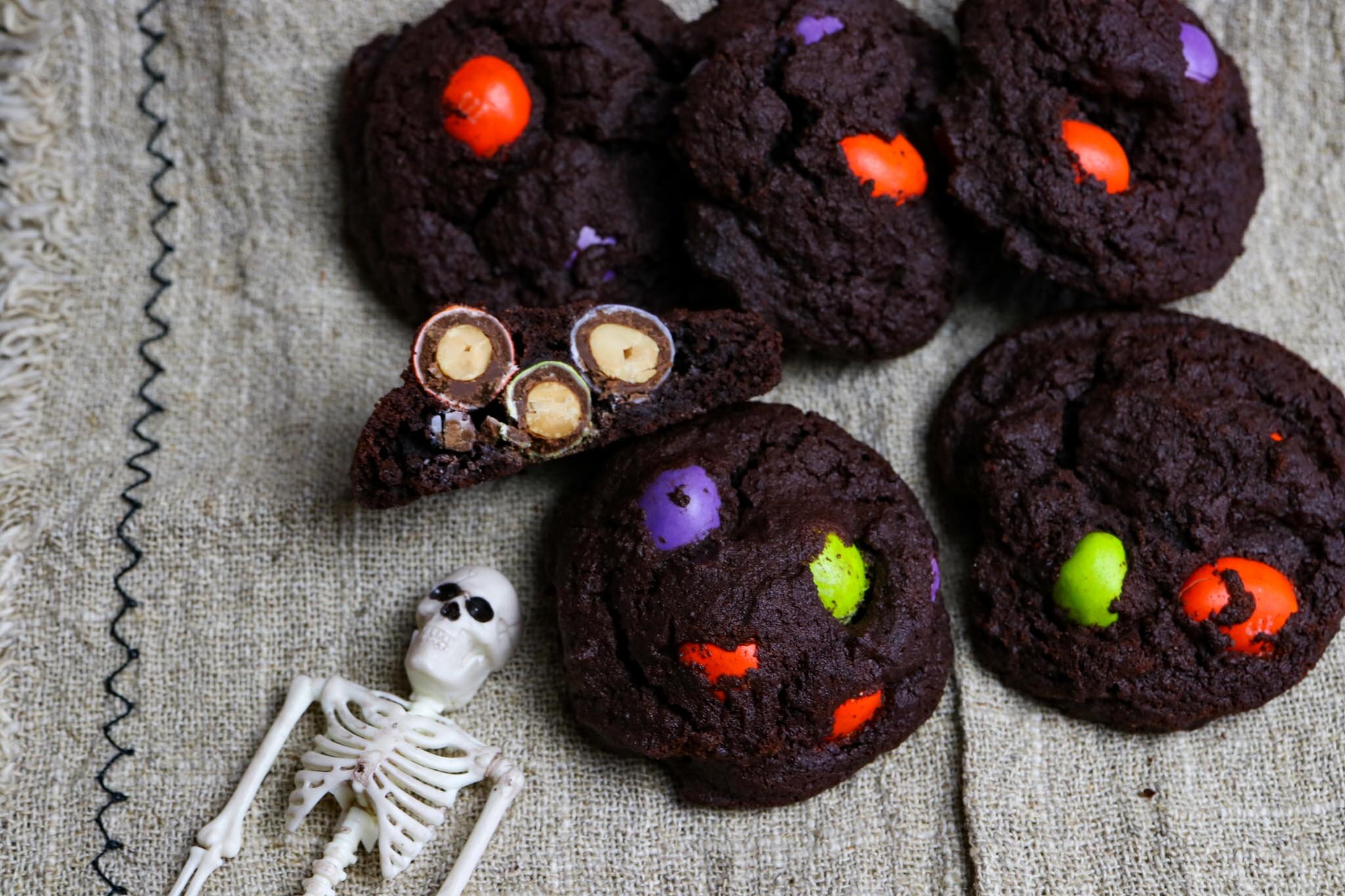 Ghoulish Dark Chocolate Peanut M&M Cookies — Volk Sweets