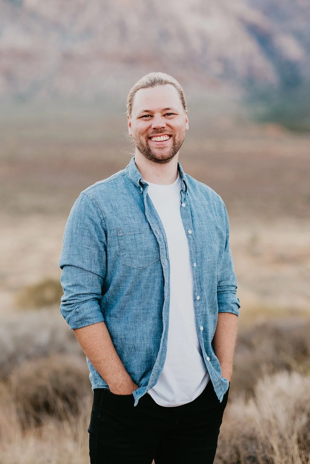 Ryan wearing a blue shirt outdoors