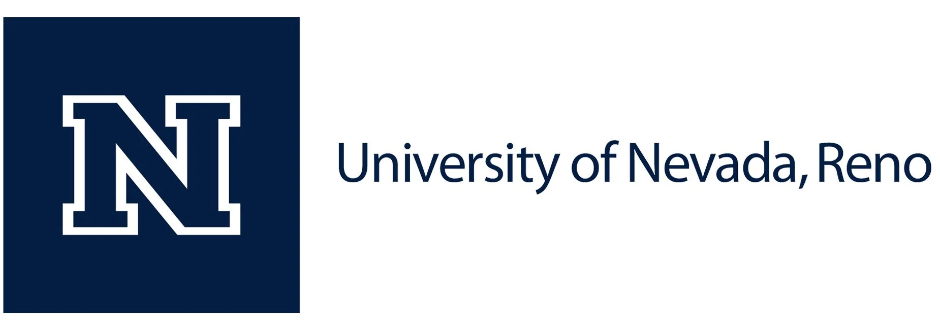 Logo of the University of Nevada, Reno, featuring a large navy blue block with a white outline letter N on the left and the university name in navy blue text on the right.
