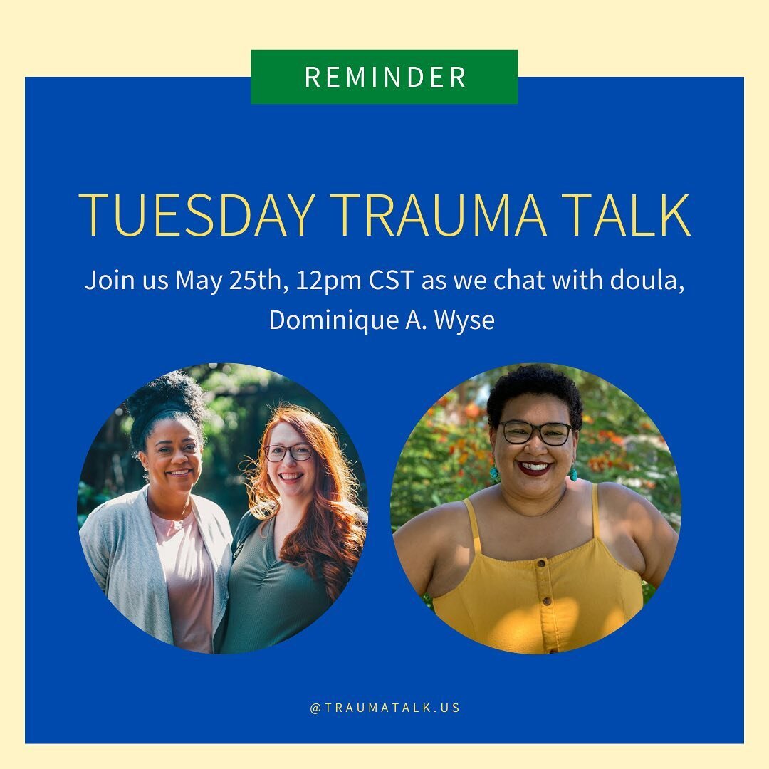 Join us tomorrow as we chat #traumainformedcare with our colleague Dominique A. Wyse ✨

Dominique (she/her) is a Biracial, cis woman, &amp; doula living in Texas; supporting clients in Austin &amp; Cleveland, OH. You can explore Dominique's support o