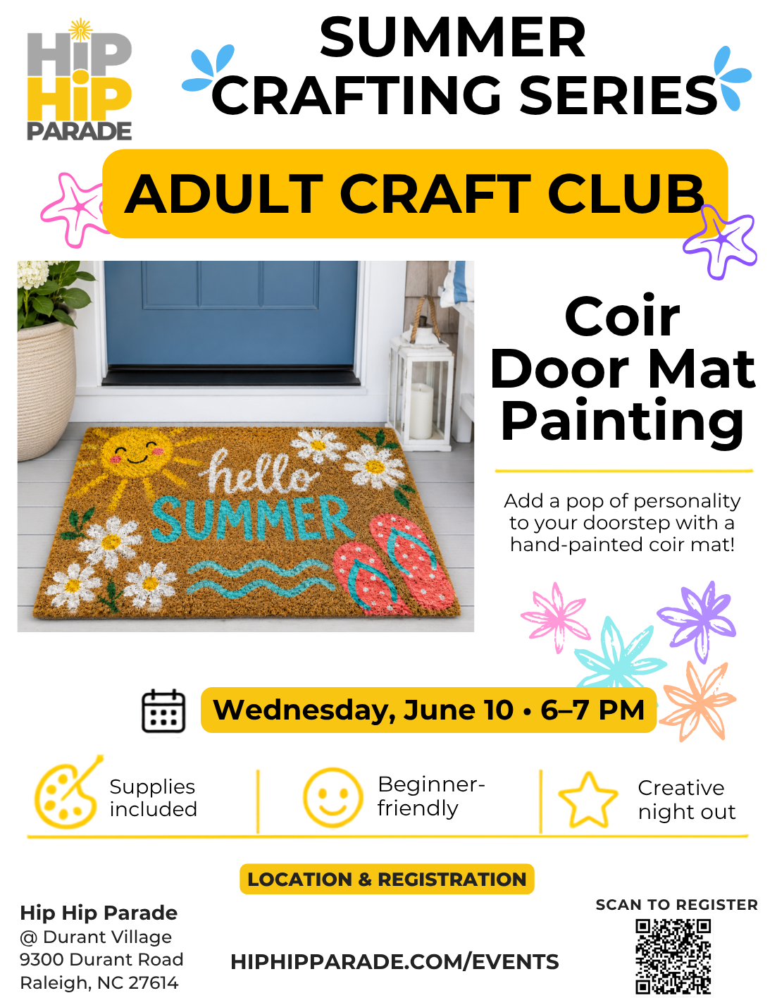 Teen/Adult Craft Club - June 10 - Coir Door Mat Painting